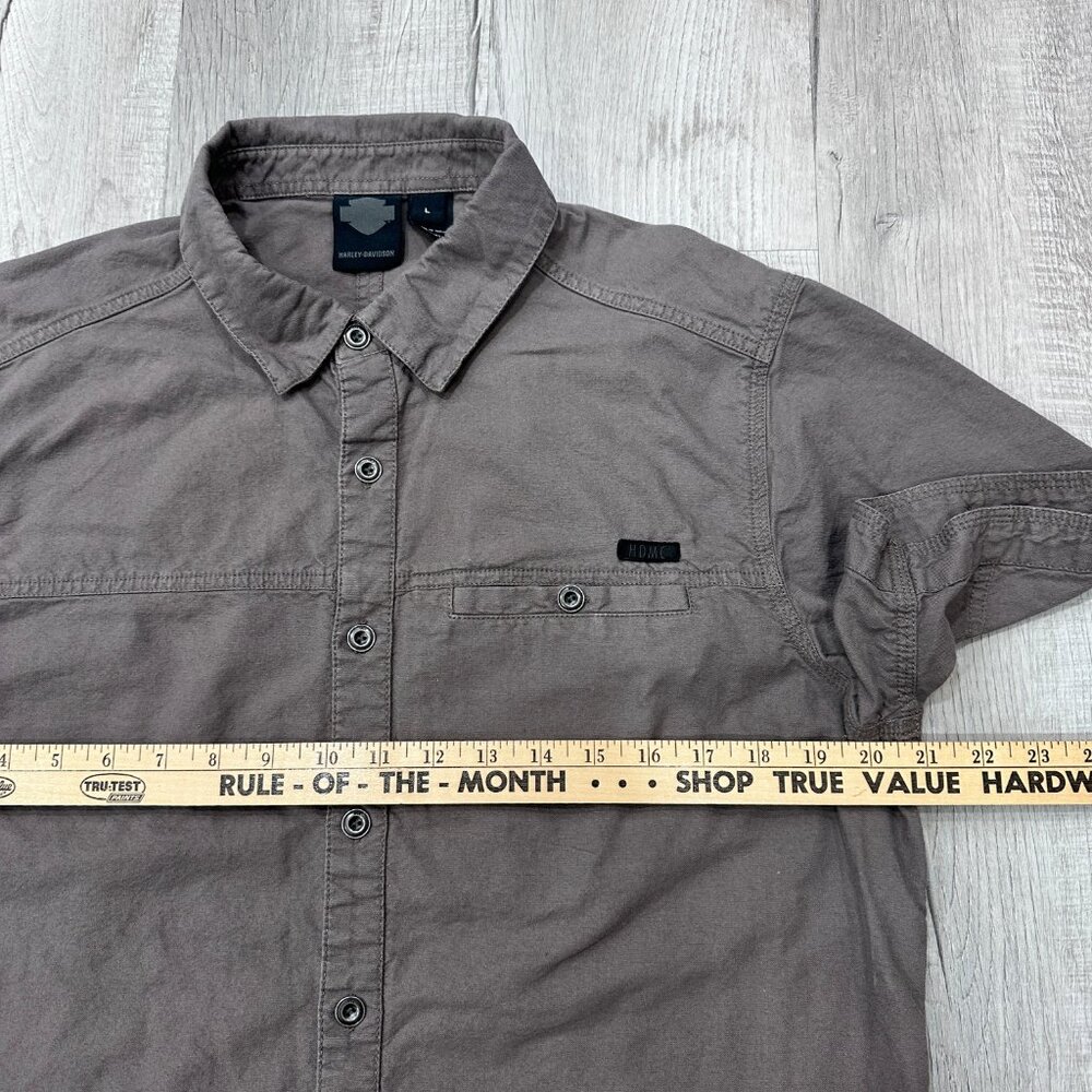 Harley Davidson Shirt Mens Large Short Sleeve Gray HDMC Button Down Biker - Picture 7 of 11